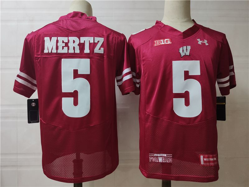 Men Wisconsin Badgers #5 Mertz Red Elite 2025 NCAA Jersey->ncaa teams->NCAA Jersey